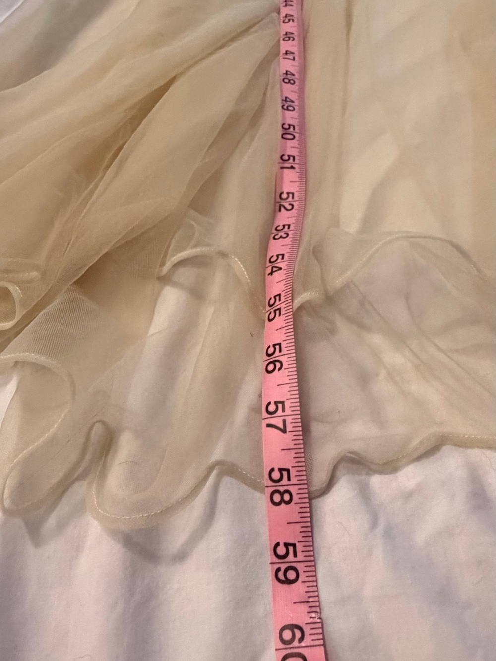 Vintage 1950s Sheer Long Ivory Tulle Robe with Billowy Sleeves - Picture 12 of 13